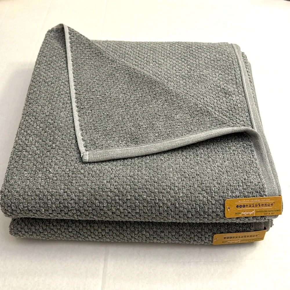 2pc ECOEXISTENCE Eco-Melange Oversized Bath Towel Set - Charcoal - 30” x…